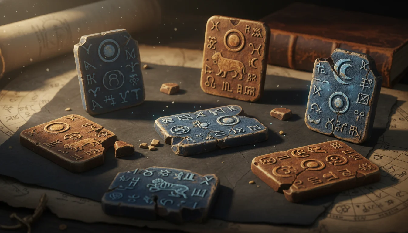 Древни вавилонски плочки с астрологични знаци и текстове