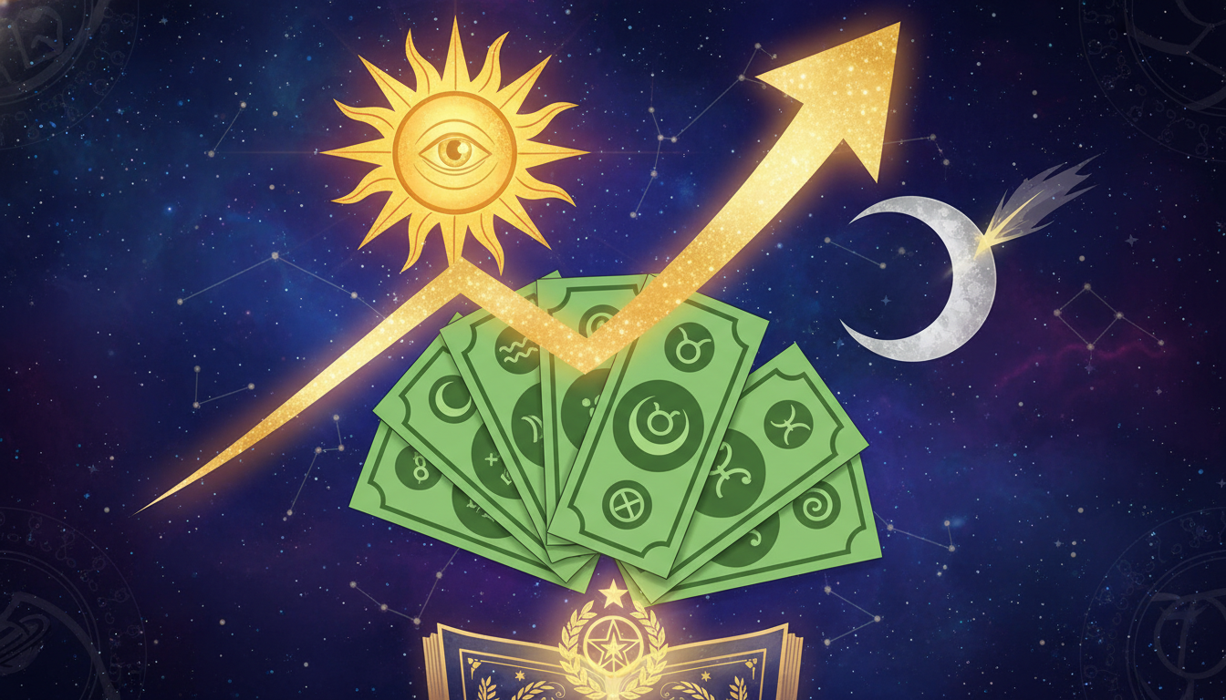 Графика, показваща възходящ тренд, на фона на зелени банкноти