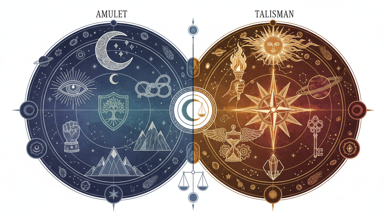 сравнителна графика на символите за амулет и талисман