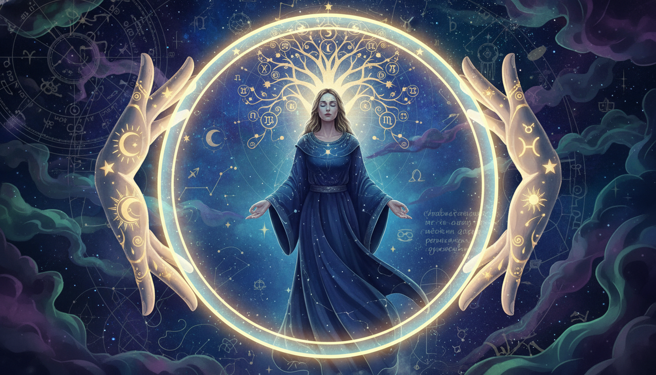 Ръце, които създават сияещ щит около човек