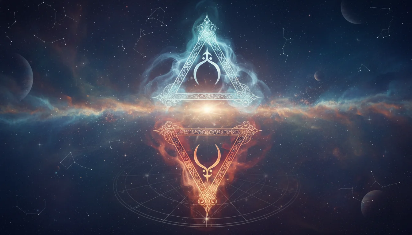 Символи на Южния (обърнат надолу триъгълник) и Северния (обърнат нагоре триъгълник) възел