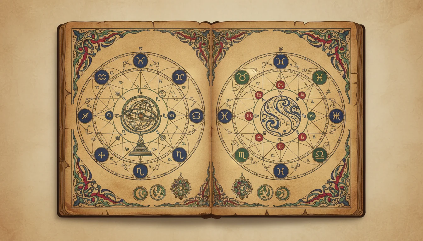 Арабски ръкописи с астрологични диаграми и текстове