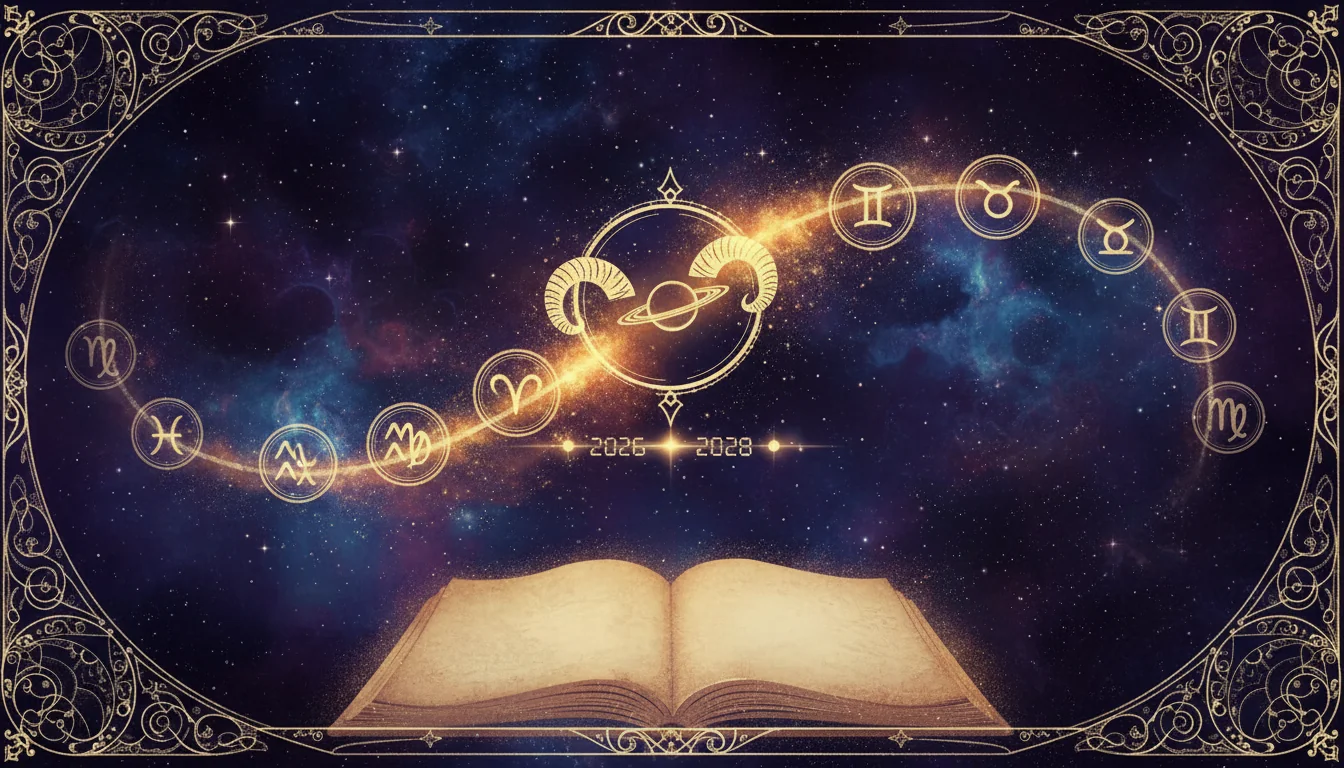 времева линия на транзита на Сатурн през зодиакалните знаци с фокус върху периода 2026-2028