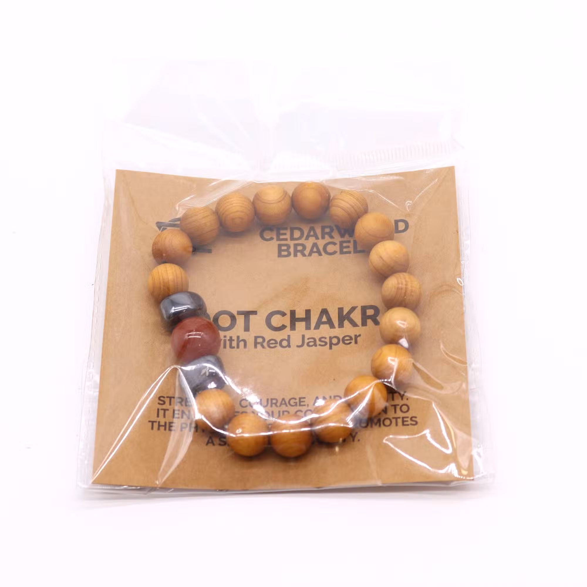 Гривна от кедрово дърво и червен яспис за коренова чакра - 4