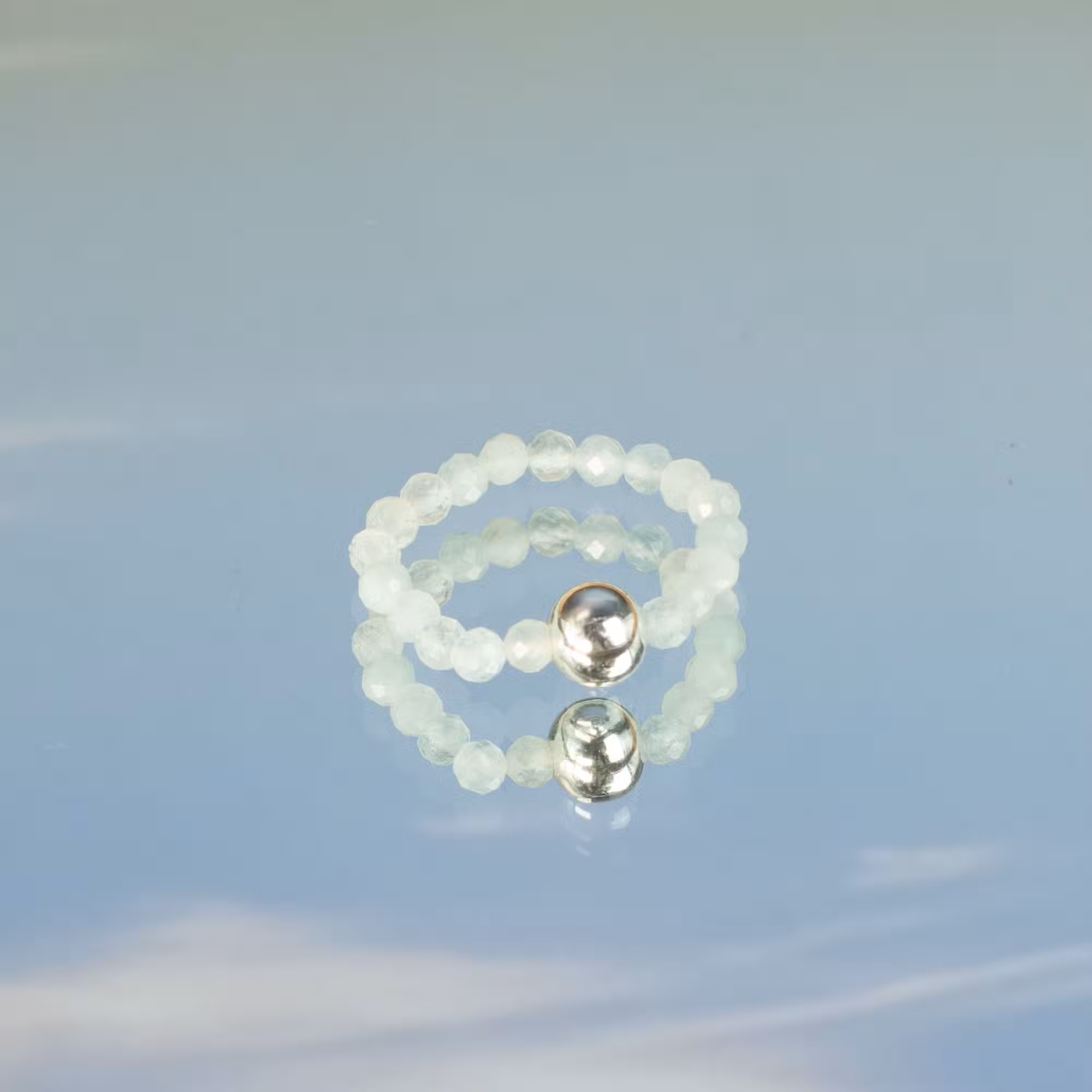 Комплект пръстени с естествени камъни Морски залез - 7