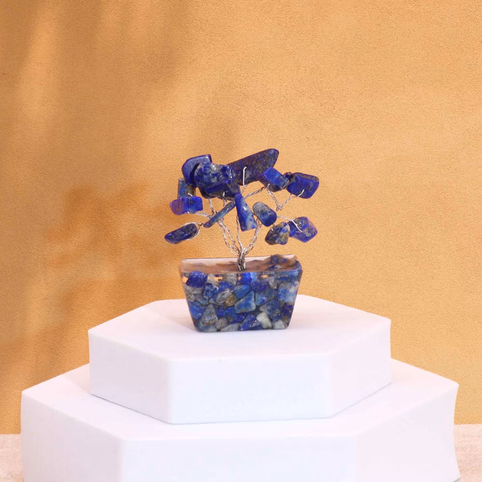 Мини дърво на щастието със содалит върху оргонитна основа