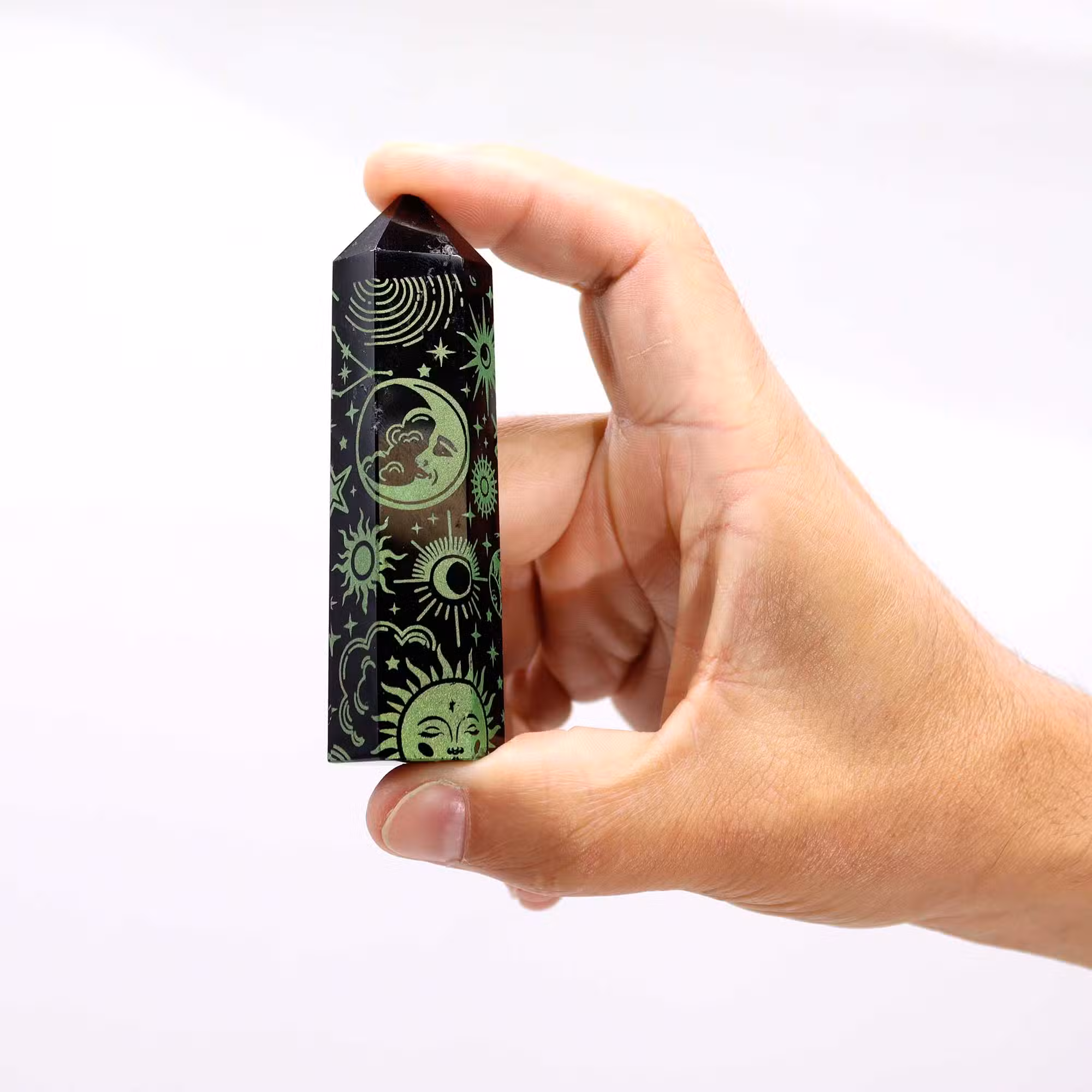 Острие от черен обсидиан Горско зелено - 7